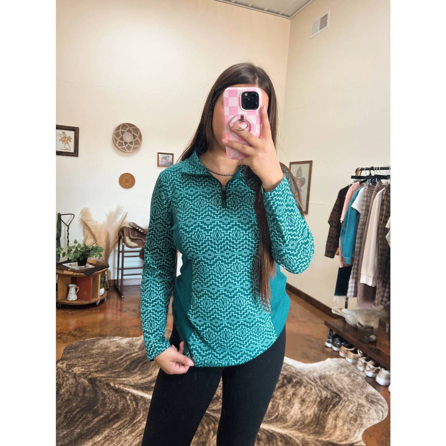 New Powder River Arctic Aztec Pullover Top In Blue